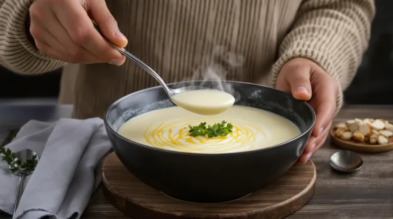 « Une de mes soupes préférées » : mon velouté blanc fondant, plein de goût et vraiment bon pour la santé « Une de mes soupes préférées » : mon velouté blanc fondant, plein de goût et vraiment bon pour la santé